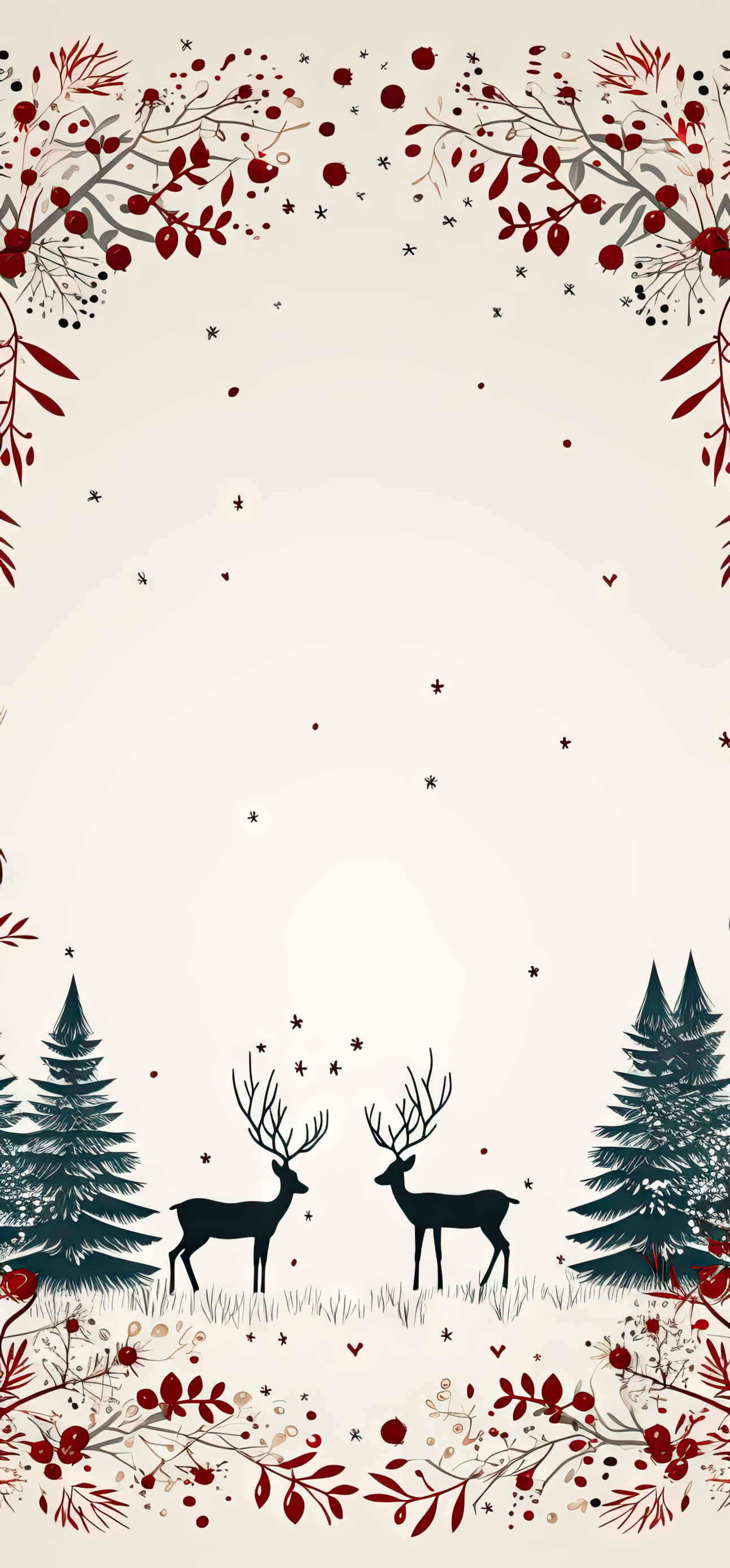 Preview for Winter-forest-scene-deer-christmas-phone-background-e102f