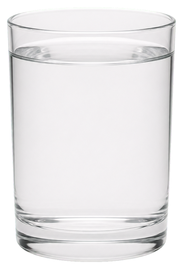 Clear drinking glass filled with water, shown as a realistic sticker graphic.