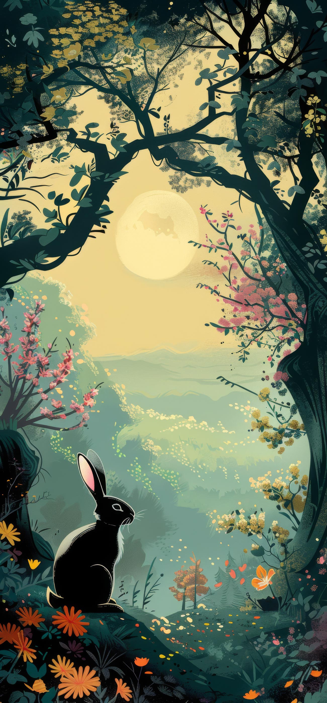 Preview for Moonlit-night-rabbit-easter-phone-background-43a9a