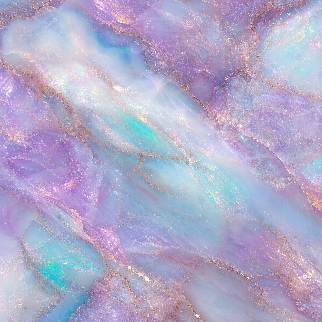 Soft iridescent cloud marble texture with pastel blue, lavender, and pink flowing layers.