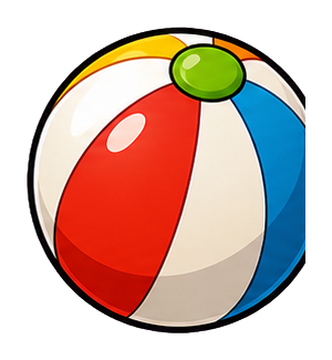 Colorful red, blue, white, yellow, and green beach ball sticker