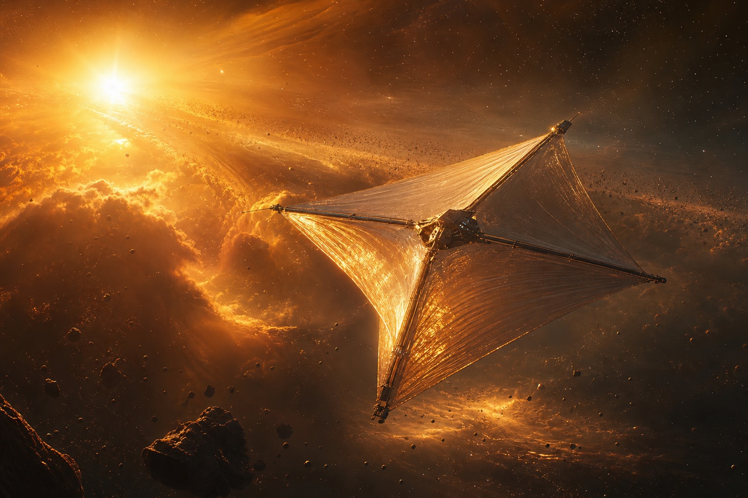 Preview for Solar Sail Spacecraft Golden Hour Background
