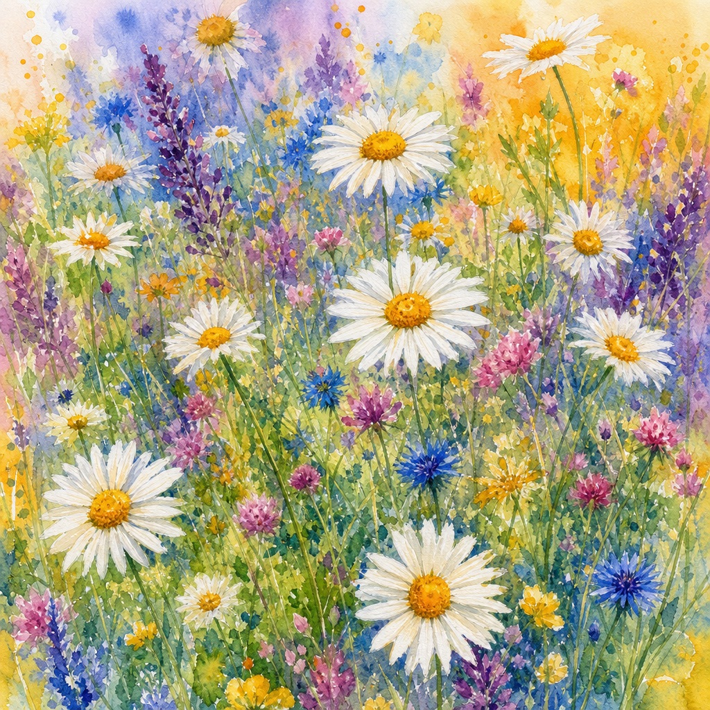 Preview for Wildflower Watercolor Background Stock