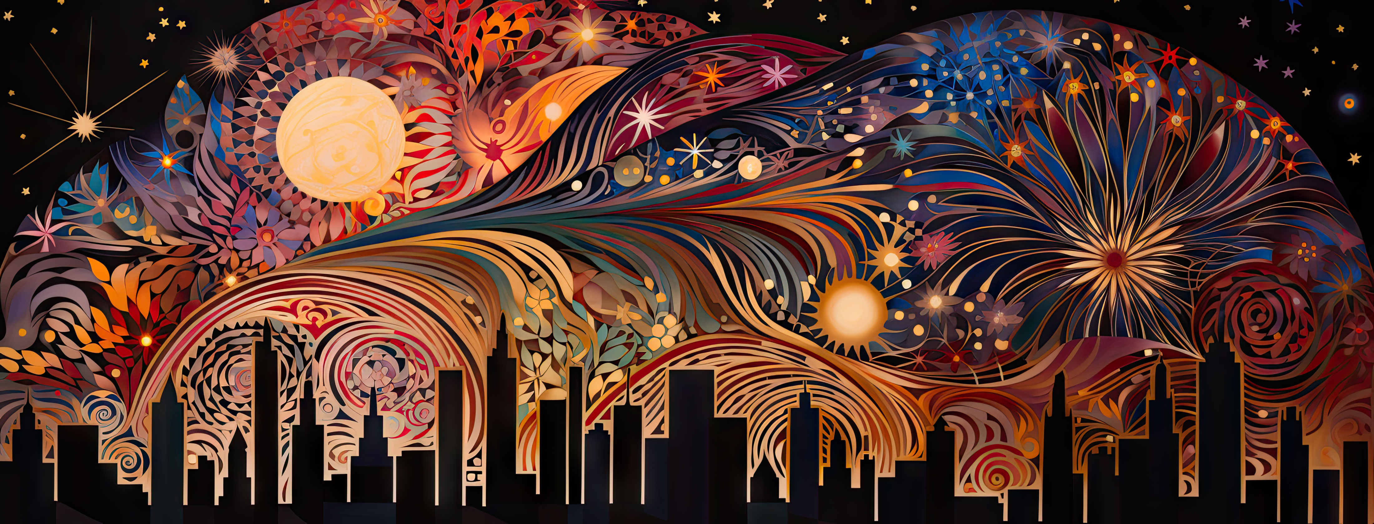 Preview for Cityscape-cosmic-night-sky-new-year-background-8d13b