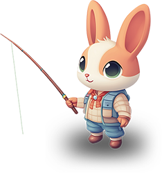 Preview for Cartoon-rabbit-fishing-character-sticker-c1832
