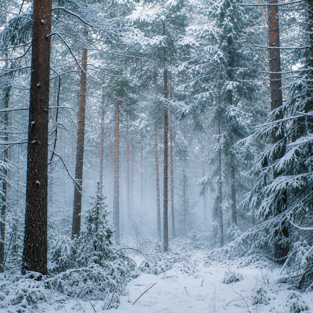 Preview for Winter Pine Forest Background