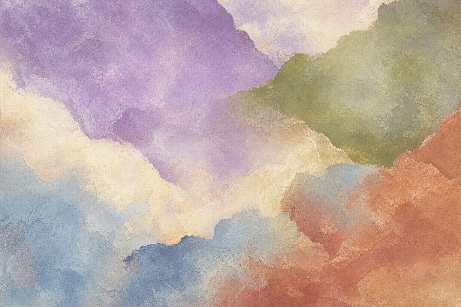 Soft abstract background with lilac, olive, blue, and peach color fields