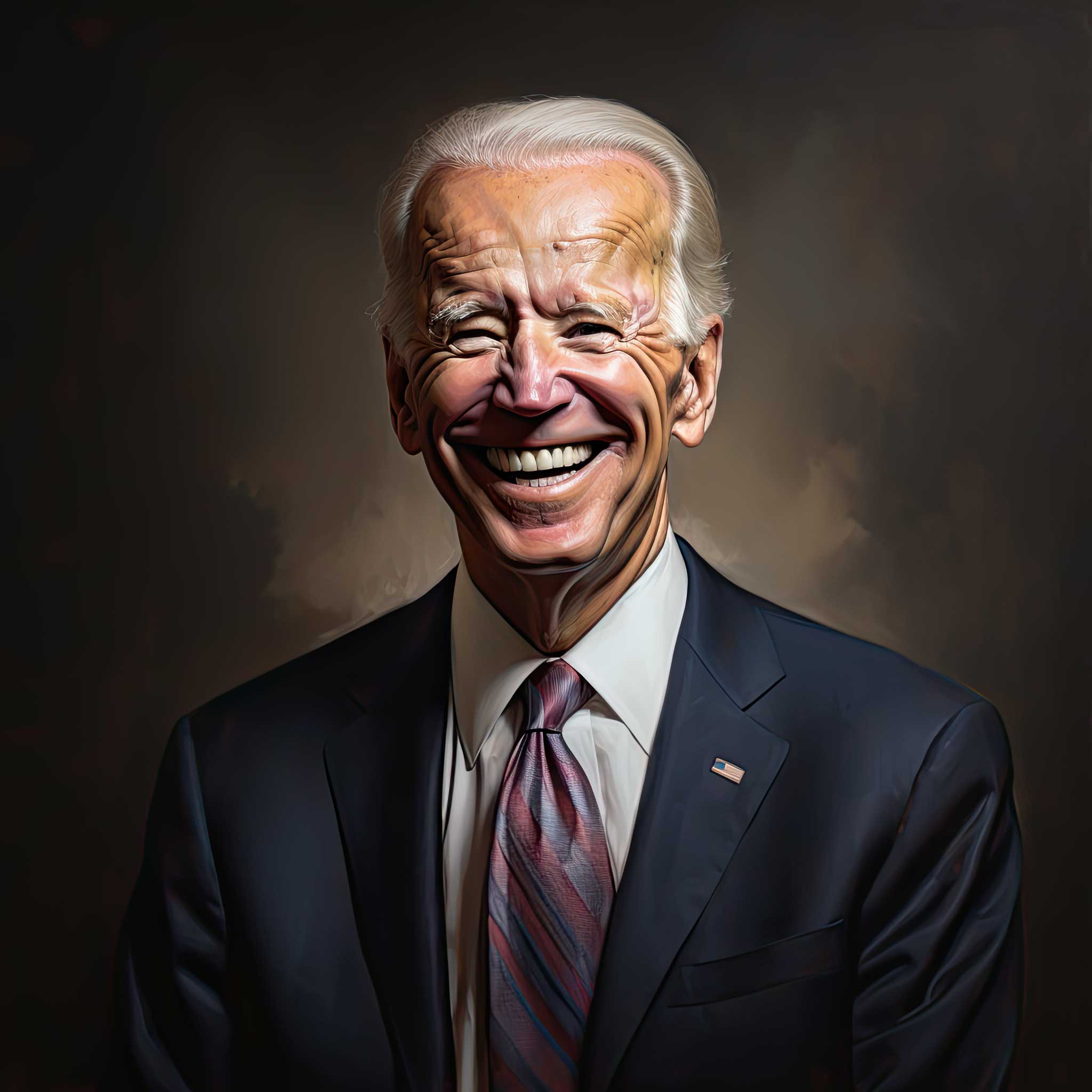 Formal portrait of Joe Biden in a dark suit and tie against a dark background.