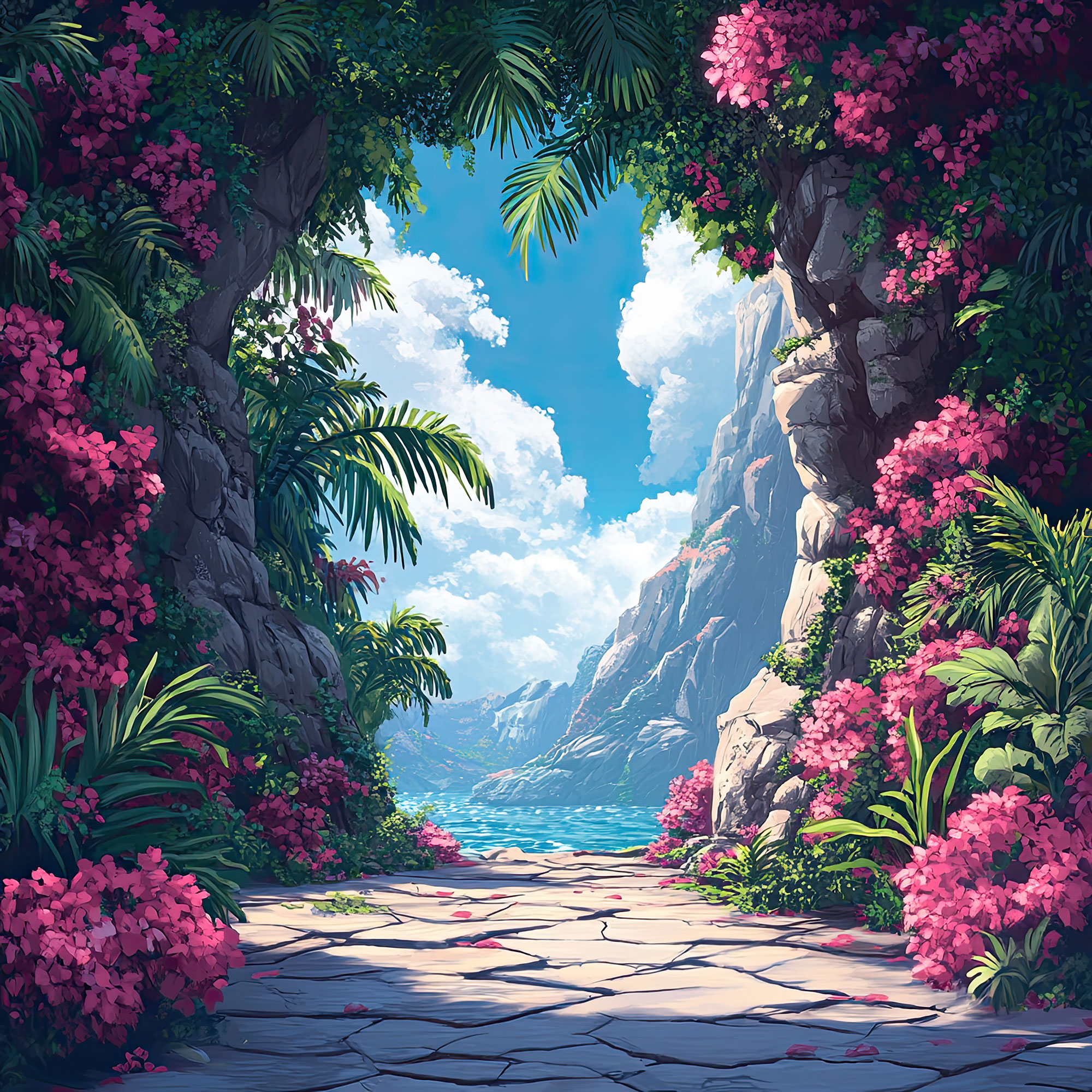 Preview for Tropical-paradise-pathway-nature-backdrop-background-32847