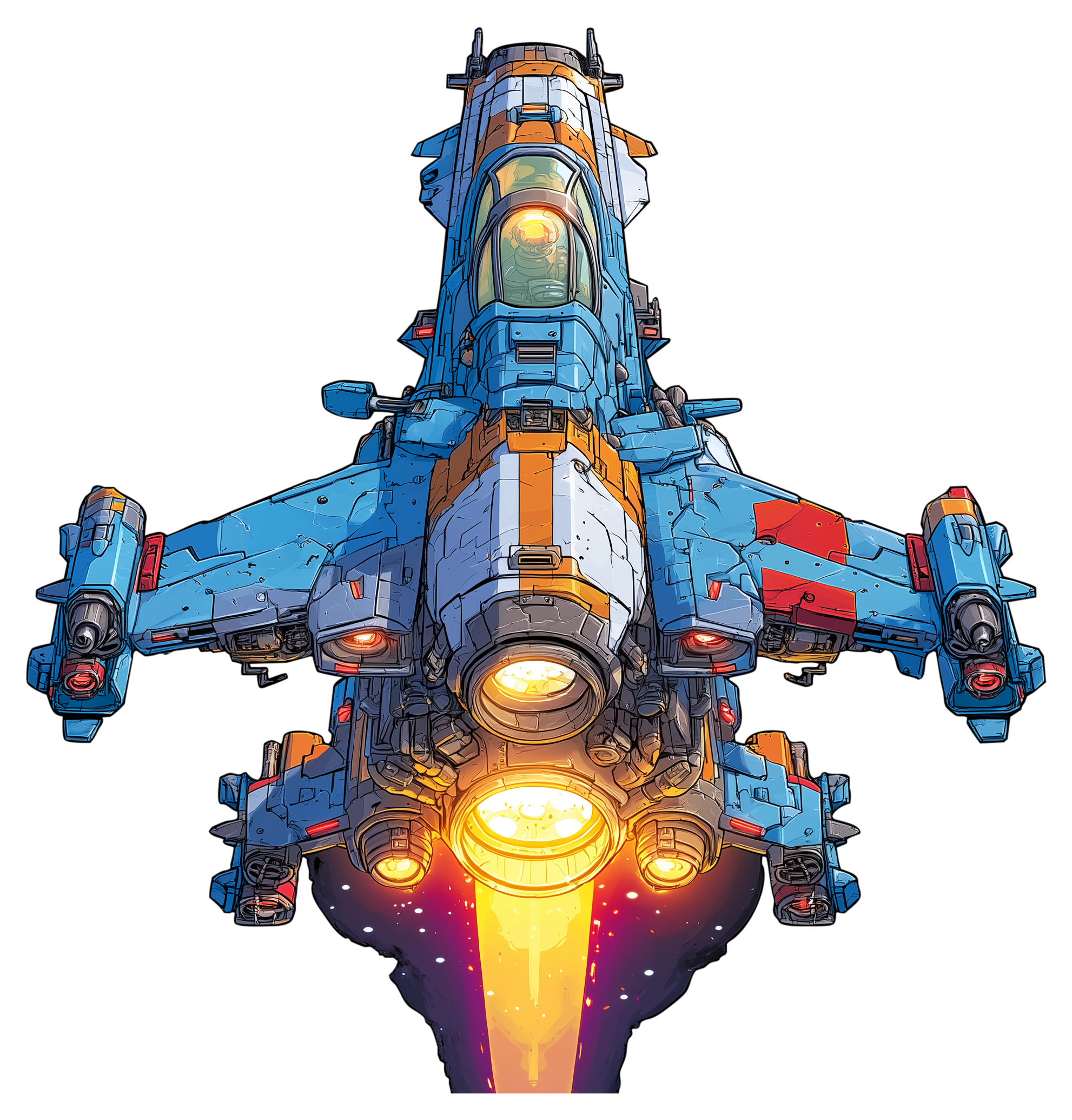 Preview for Futuristic-fighter-jet-illustration-spaceship-sticker-43694