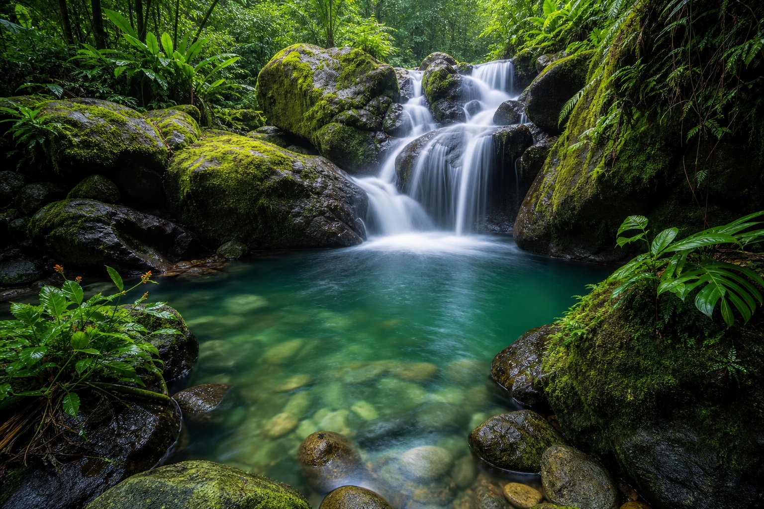 Preview for Rainforest Stream Background With Emerald Pool