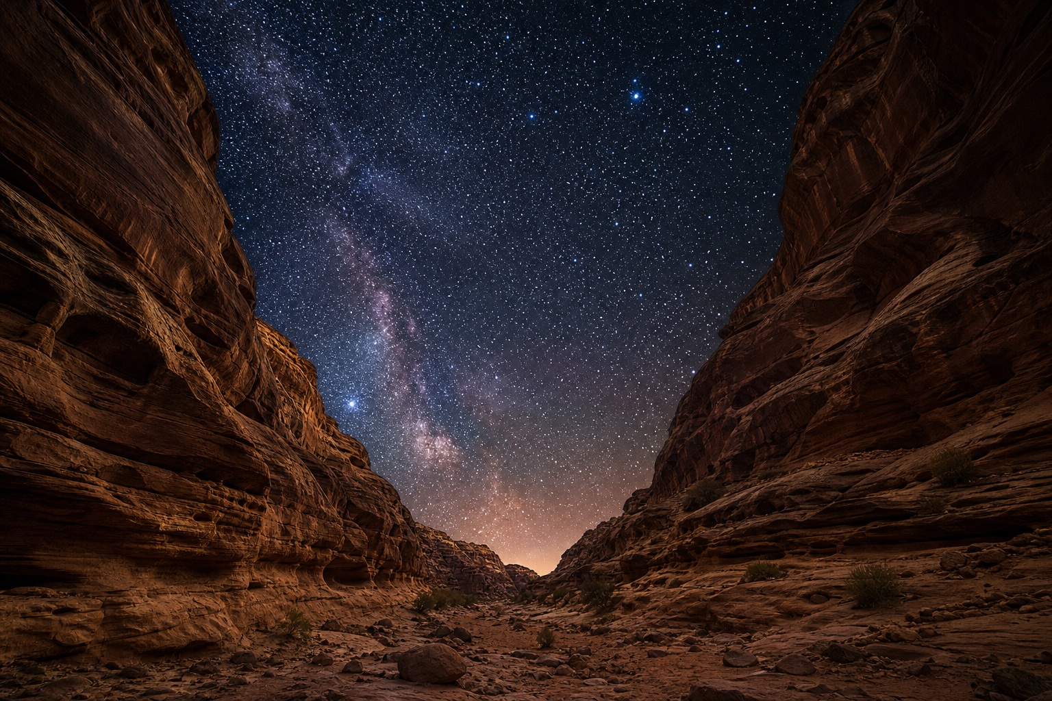Preview for Starry Canyon Night Sky Stock Background