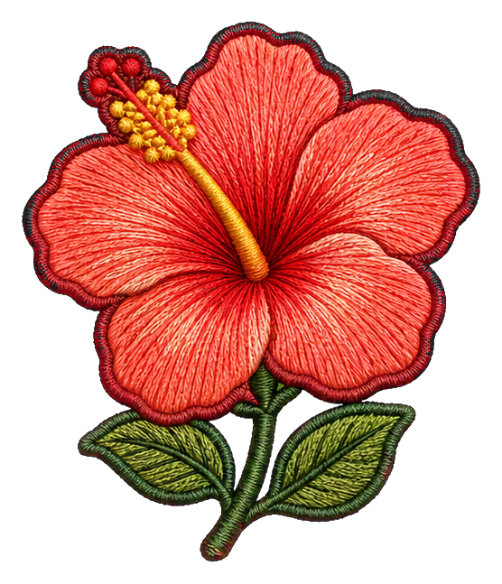 Preview for Coral Hibiscus Embroidered Sticker