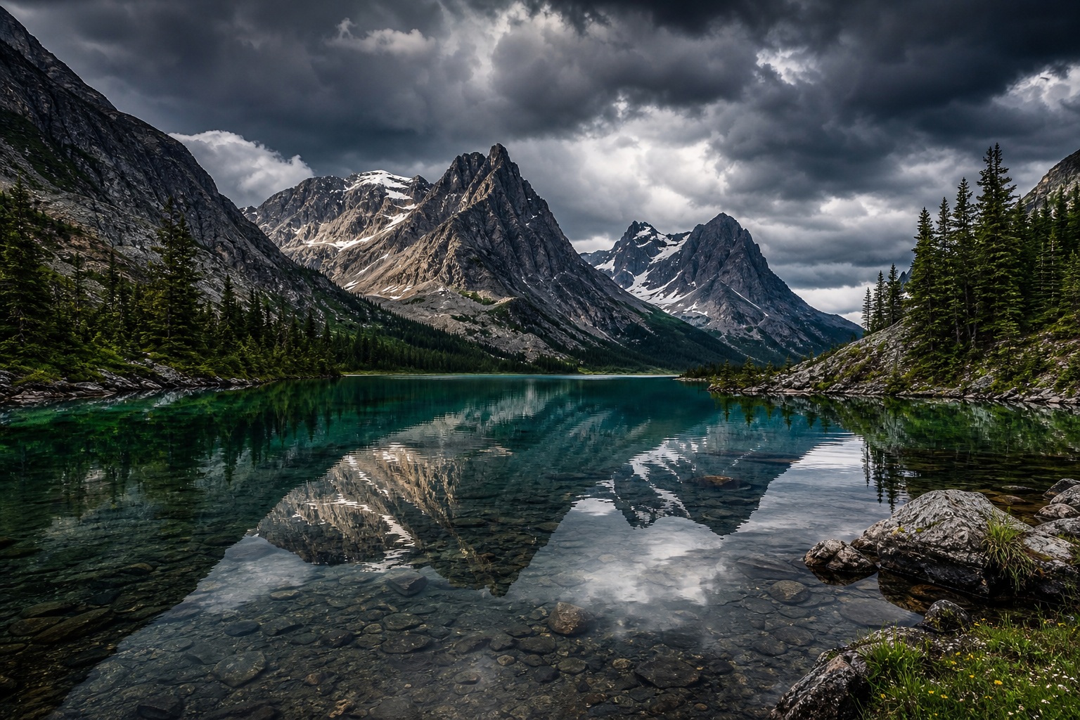 Preview for Mountain Lake Reflection Stock Background