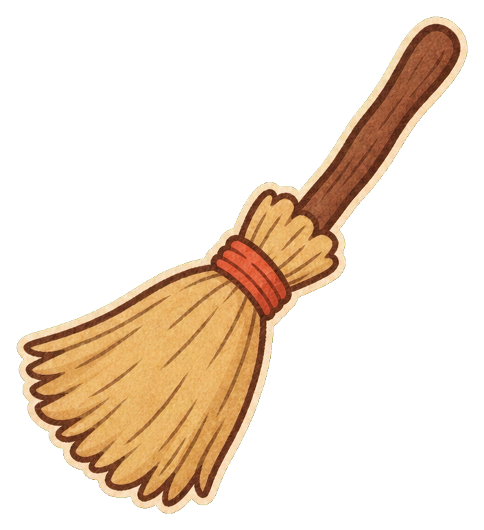 Preview for Warm Brown Witch Broom Sticker