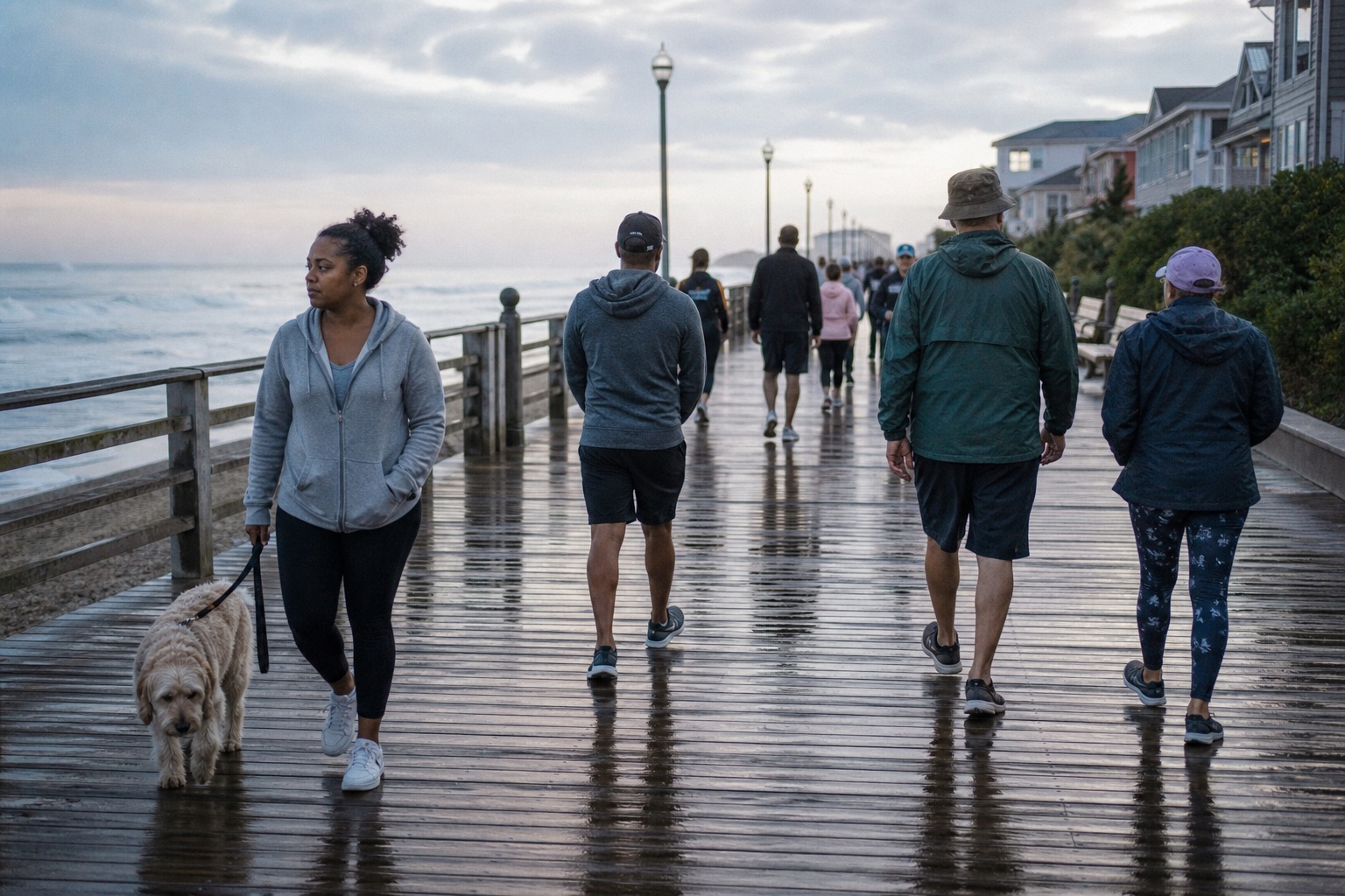 Preview for Wet Coastal Boardwalk Stock Background