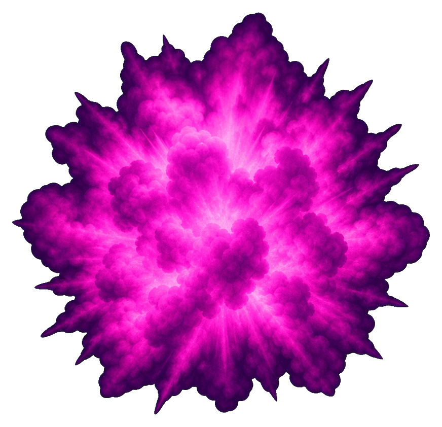 Bright neon magenta explosion burst with jagged glowing edges