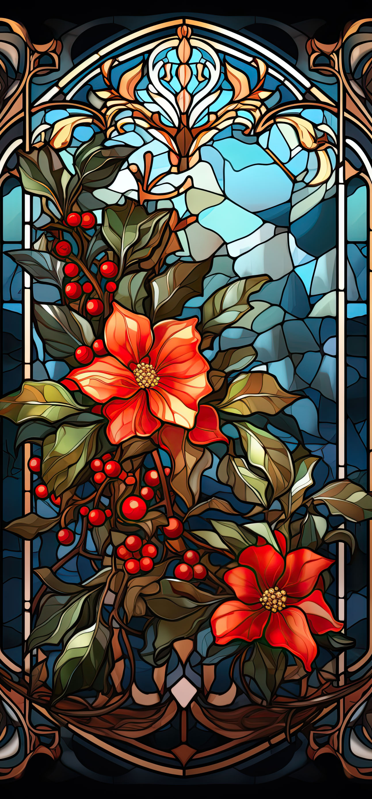 Preview for Stained-glass-floral-art-christmas-phone-background-c22f3