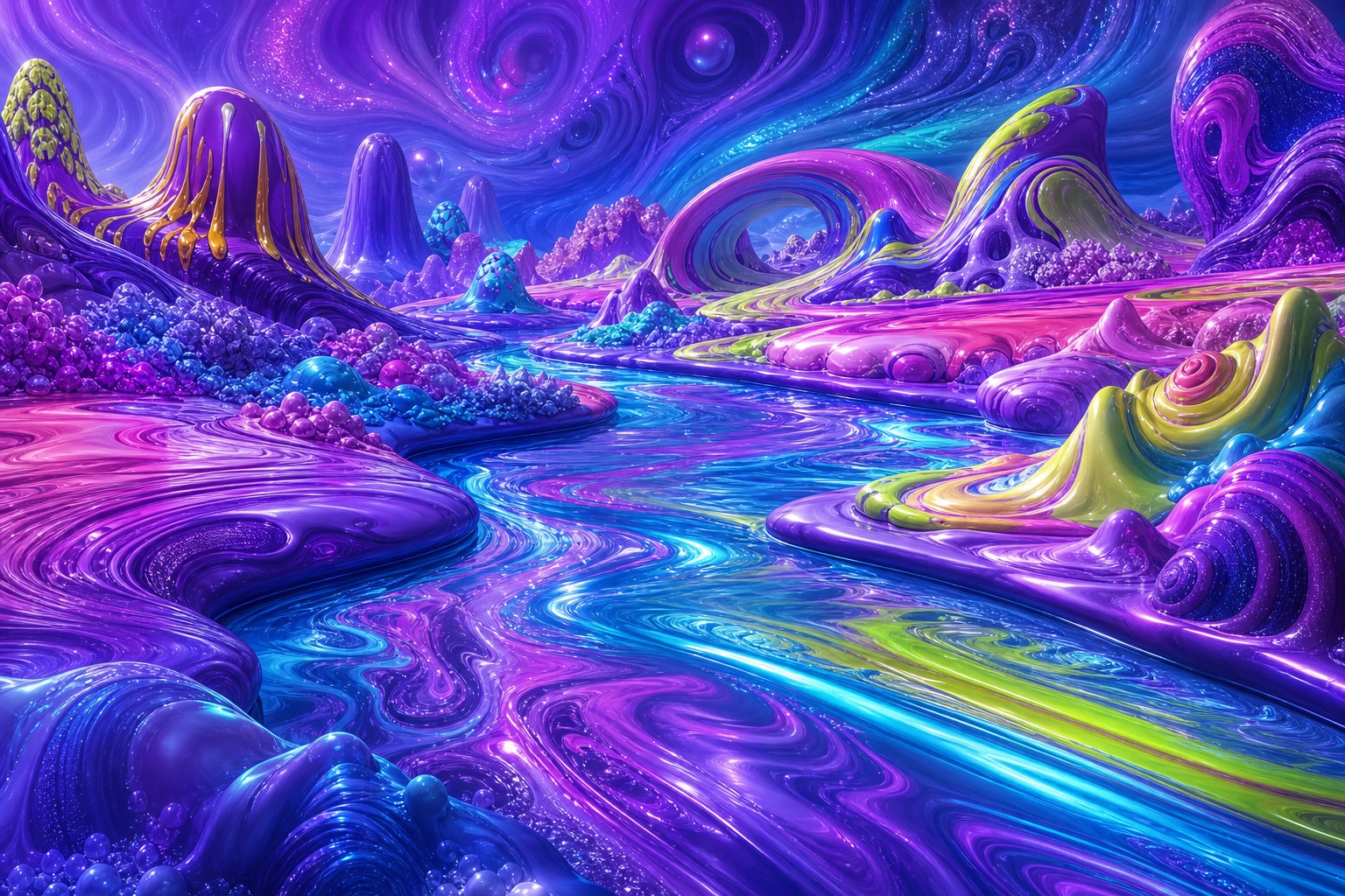Preview for Ultraviolet Night Liquid Color River Background