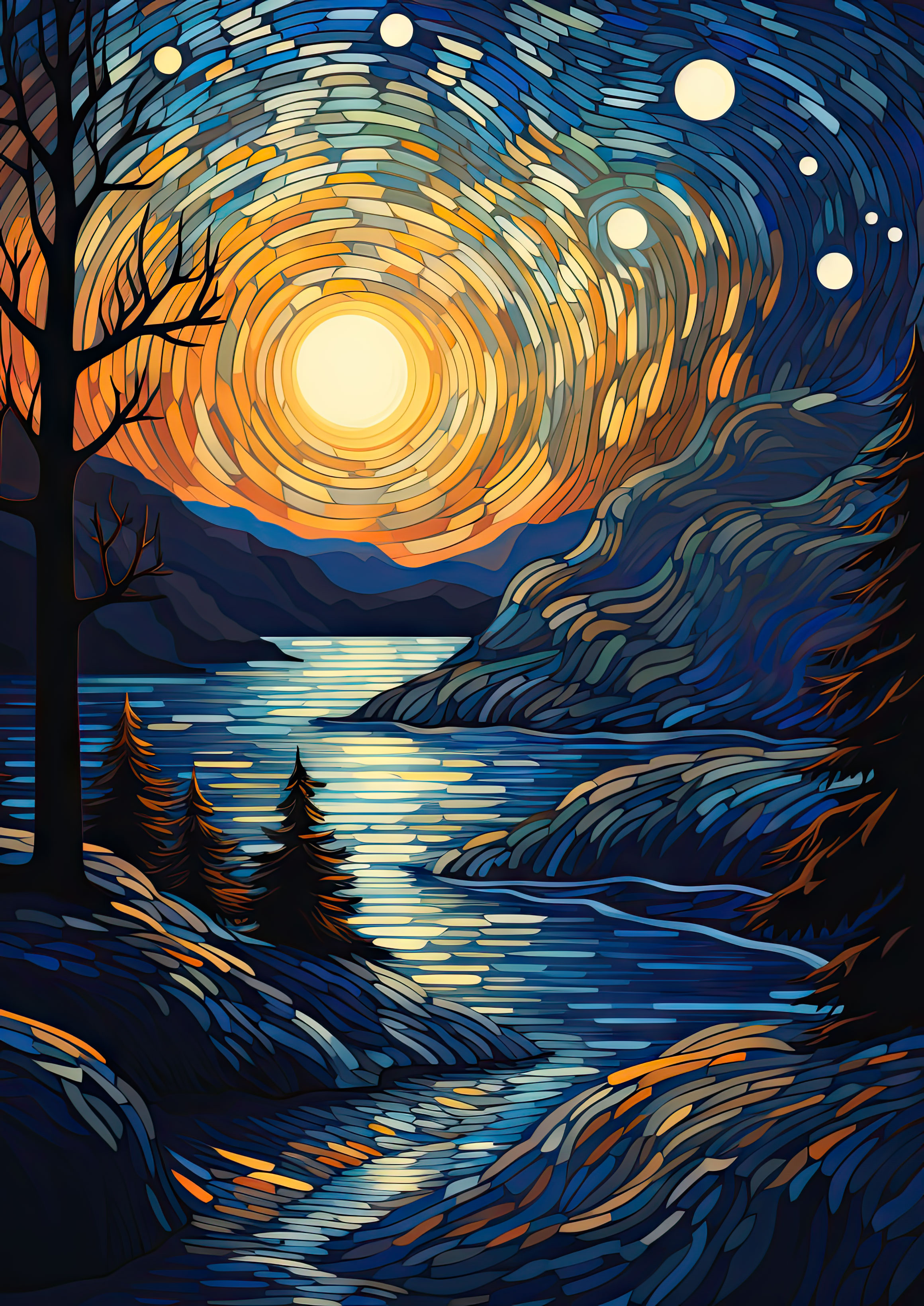 Preview for Stylized-starry-night-landscape-new-year-background-006b4