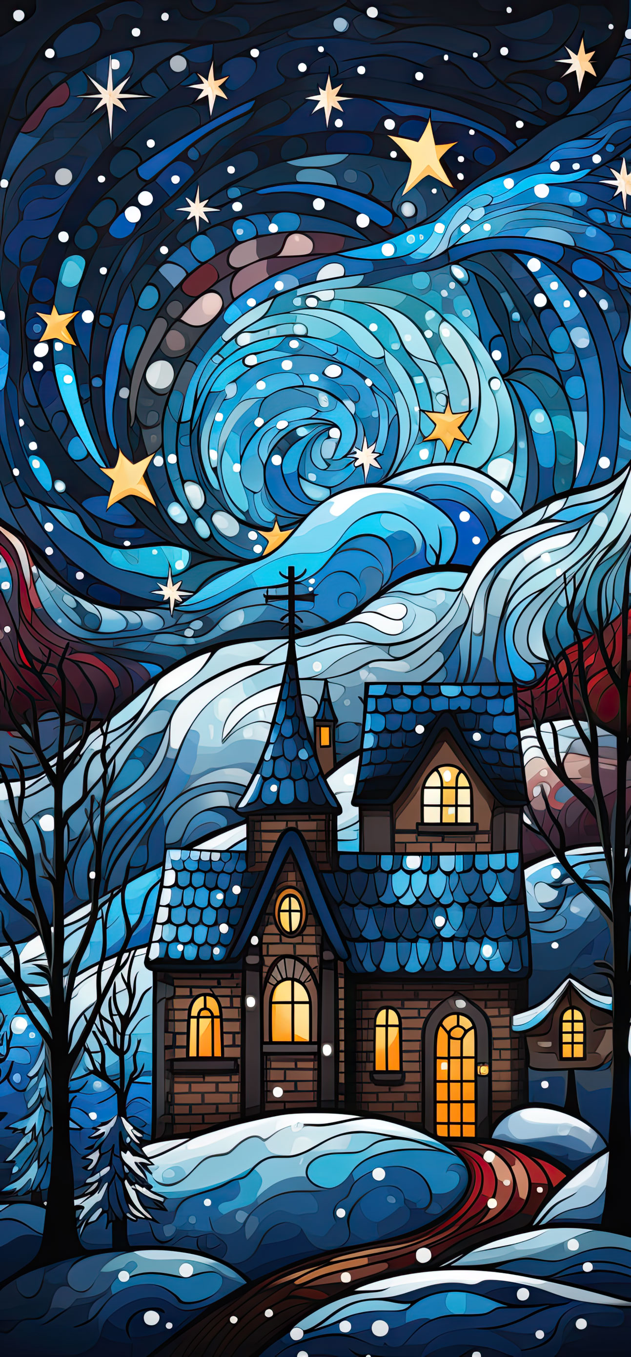 Preview for Whimsical-winter-night-scene-christmas-phone-background-a5aa0