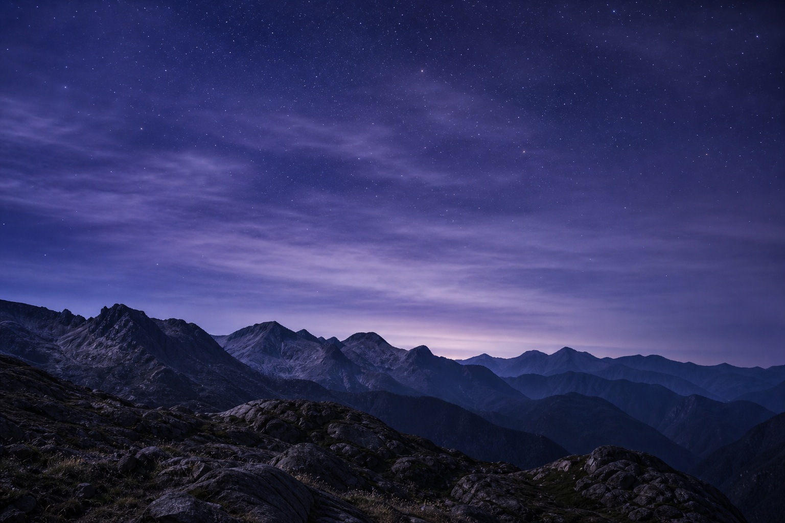 Preview for Cool Violet Starry Mountain Background