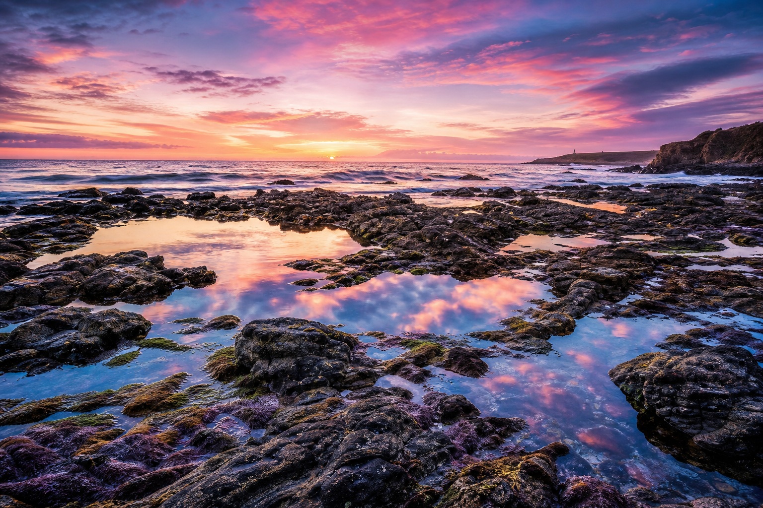 Preview for Tidal Pool Sunset Stock Background