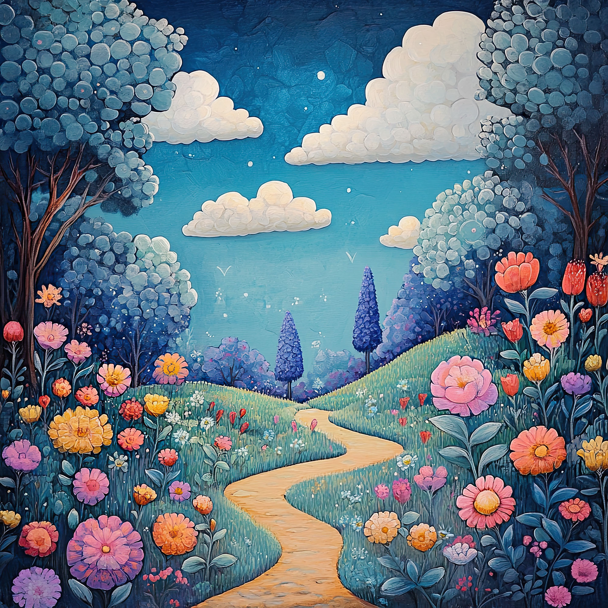 Preview for Serene-garden-path-dusk-nature-backdrop-background-dcd67