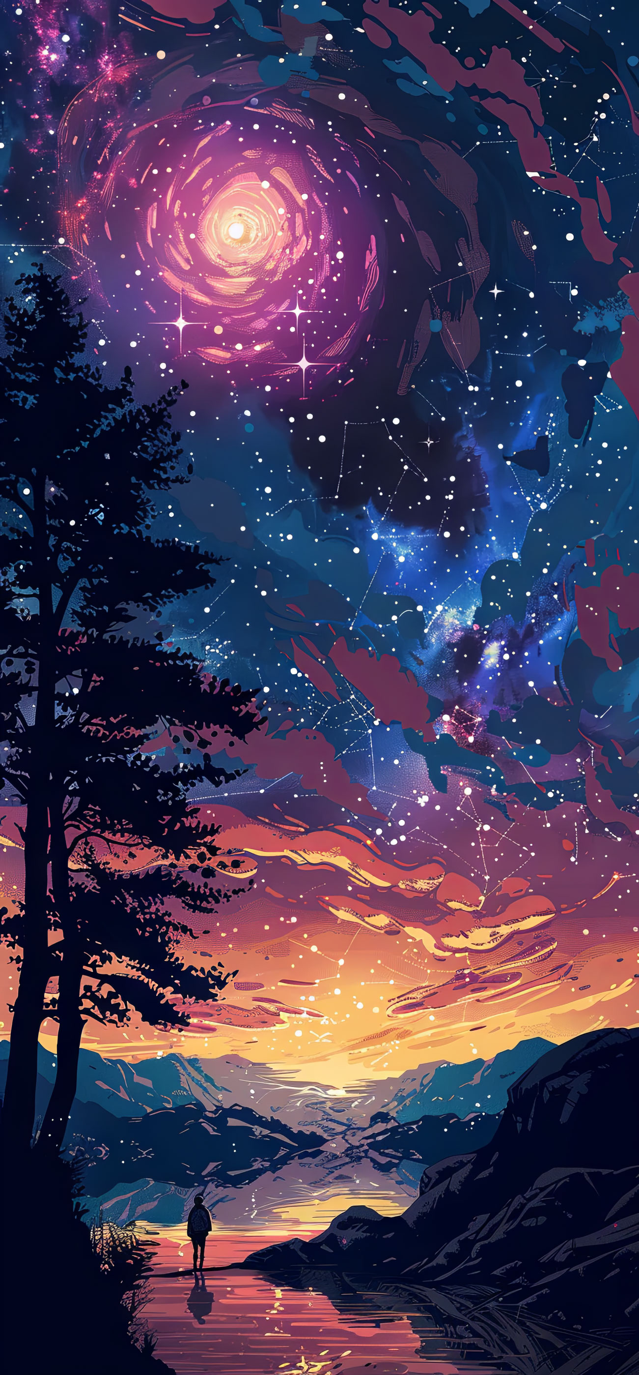 Preview for Cosmic-landscape-dusk-astrophotography-phone-background-b21d2