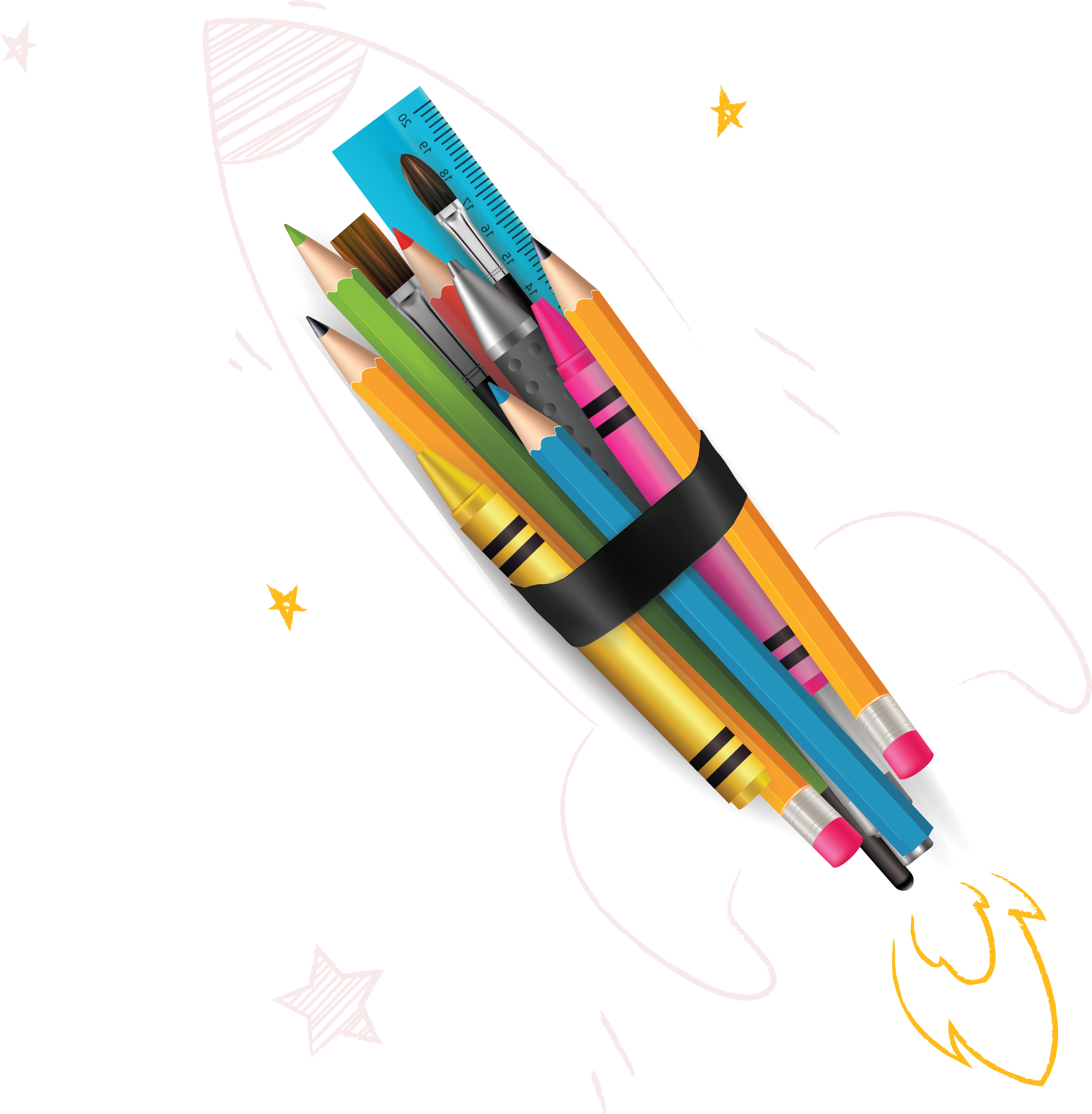 Preview for Pencil-rocket-illustration-back-to-sticker-297db