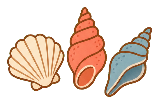 Preview for Cream Coral And Dusty Blue Seashell Trio Sticker