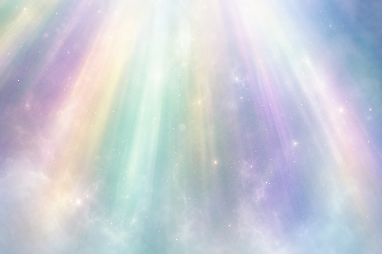 Pastel abstract glow with soft white beams, haze, and sparkling light specks
