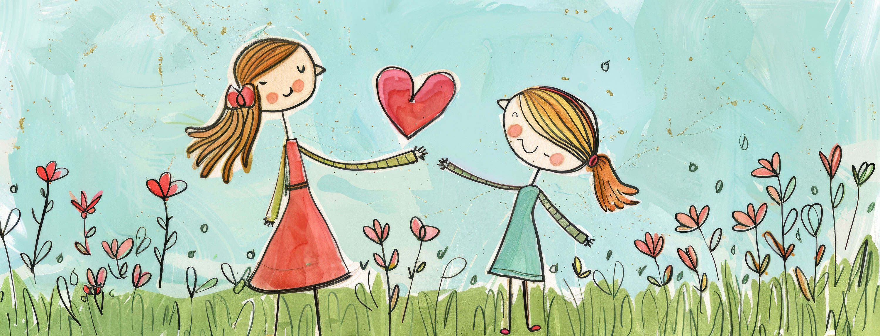 Preview for Girls-sharing-heart-illustration-mothers-day-background-4c2a5