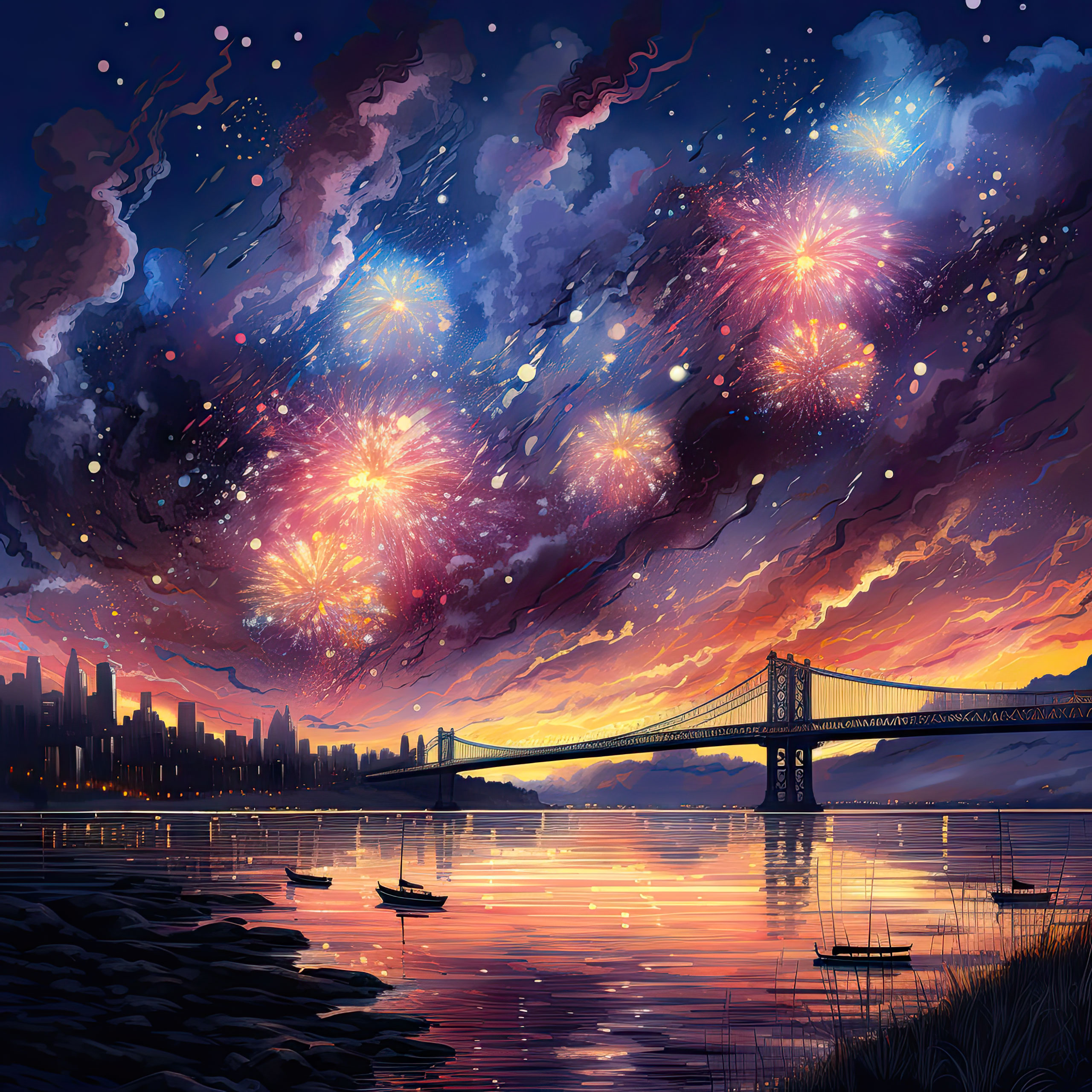 Preview for Fireworks-over-city-bridge-new-year-background-0a23f