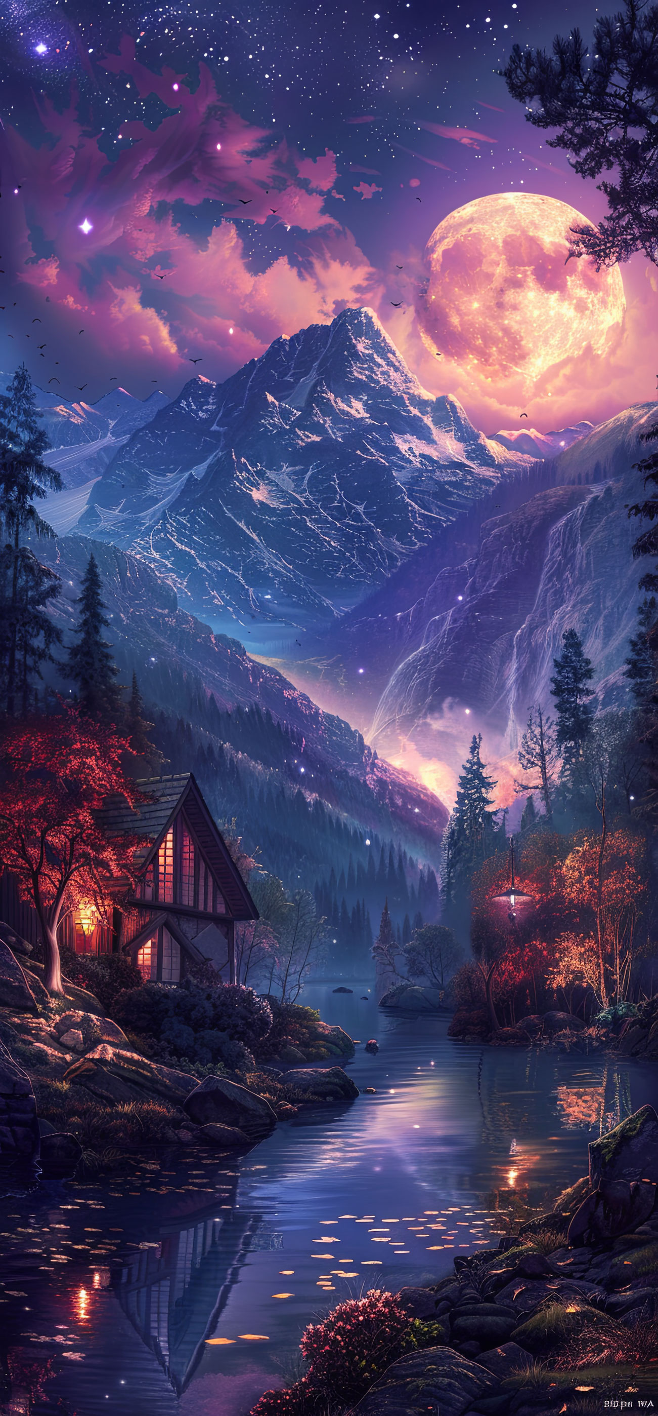 Preview for Serene-mountain-landscape-moonlight-astrophotography-phone-backg-ec295