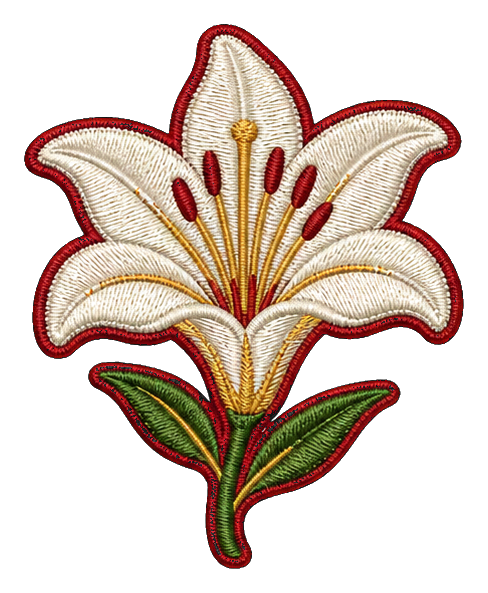Preview for White Embroidered Lily Sticker