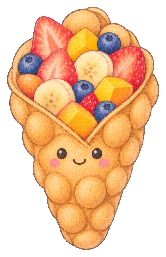 Preview for Bubble Waffle Cone With Fruit Pieces Sticker
