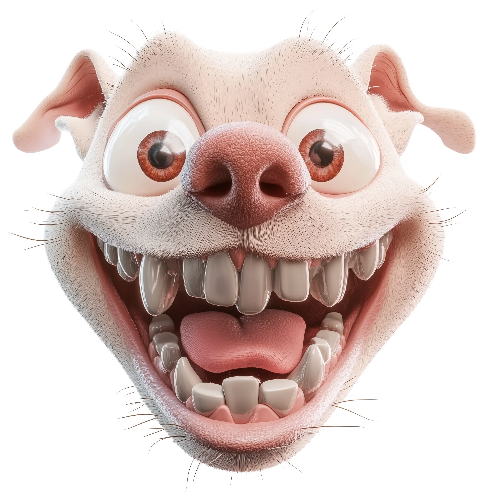 3D smiling cartoon dog emoji with open mouth and big expressive eyes