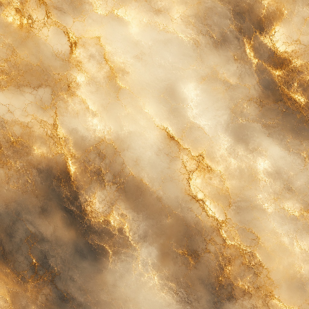 Warm cloud marble abstract with soft beige clouds and gold veining across the surface