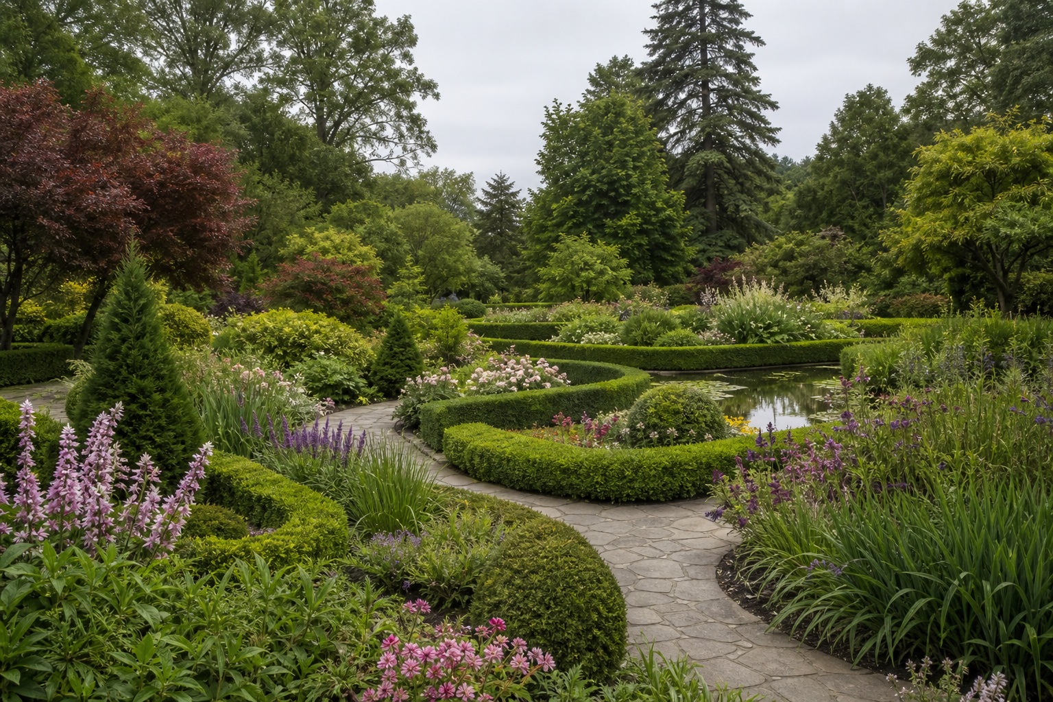 Preview for Bright Overcast Formal Hedge Garden Background