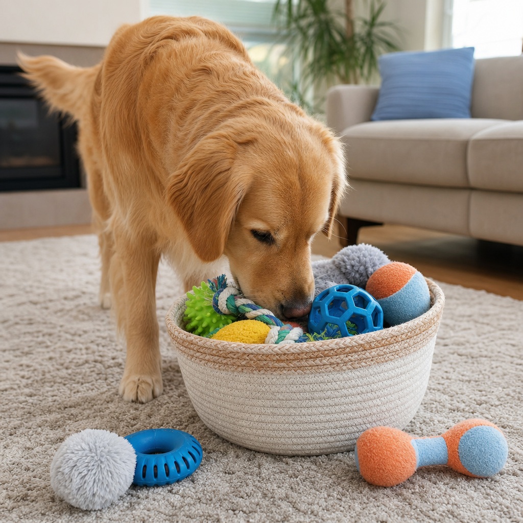 Preview for Golden Retriever Toy Basket Stock Background