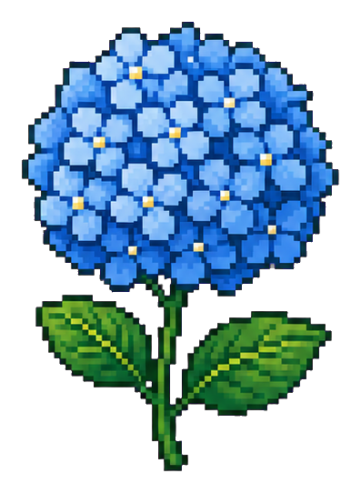 Preview for Pixel Art Blue Hydrangea Sticker