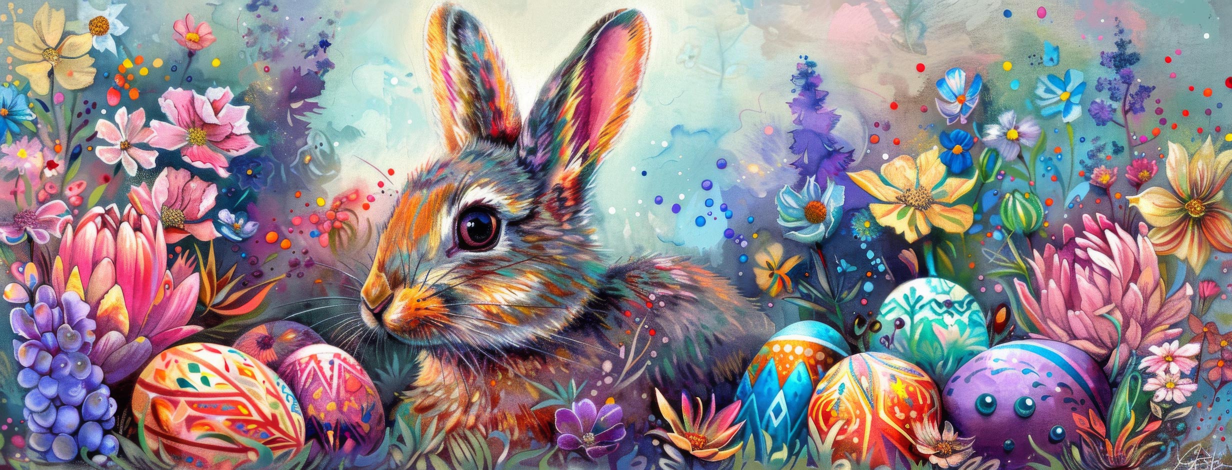 Preview for Easter-rabbit-eggs-floral-easter-facebook-background-34513
