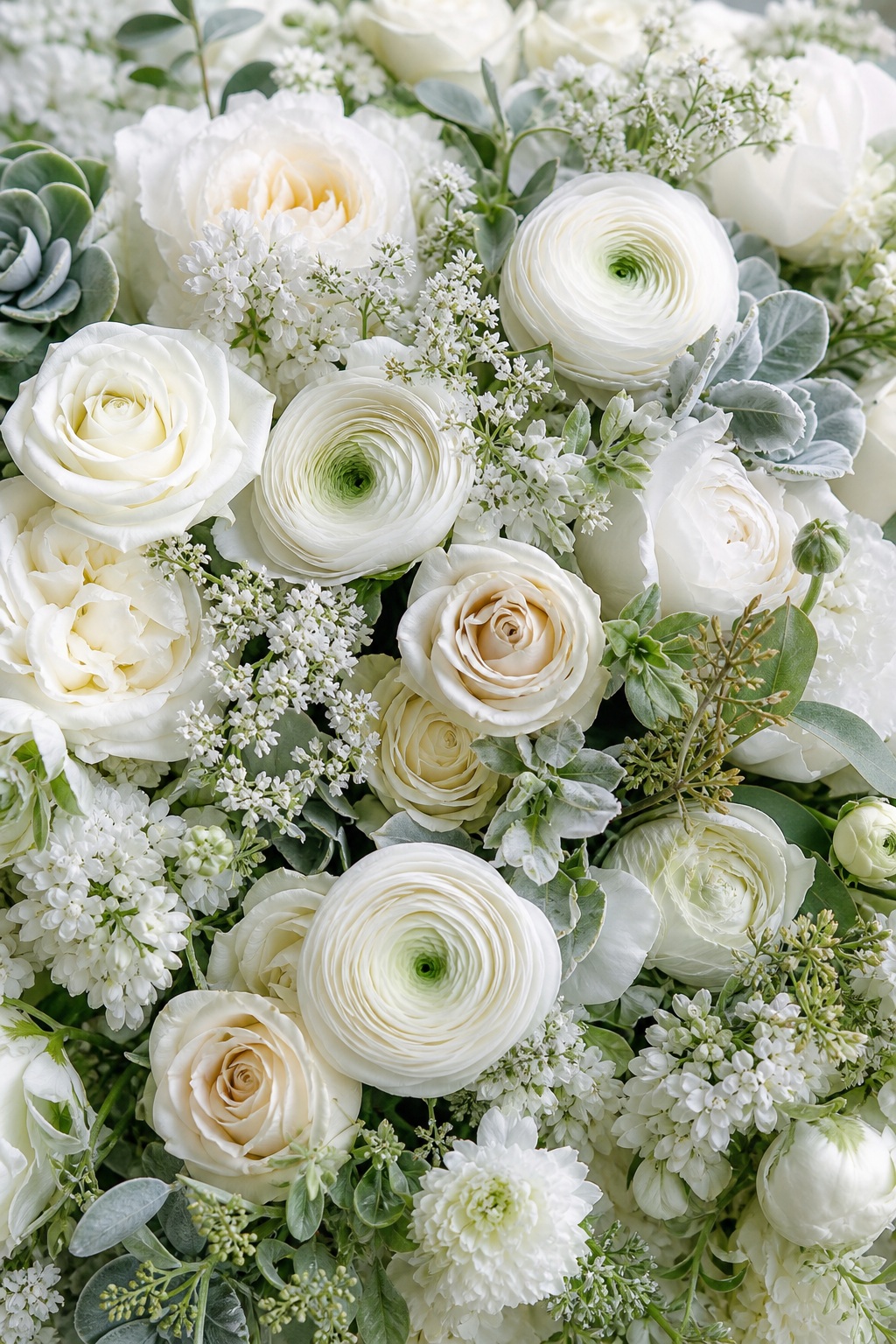 Preview for White Sage Ranunculus And Rose Background