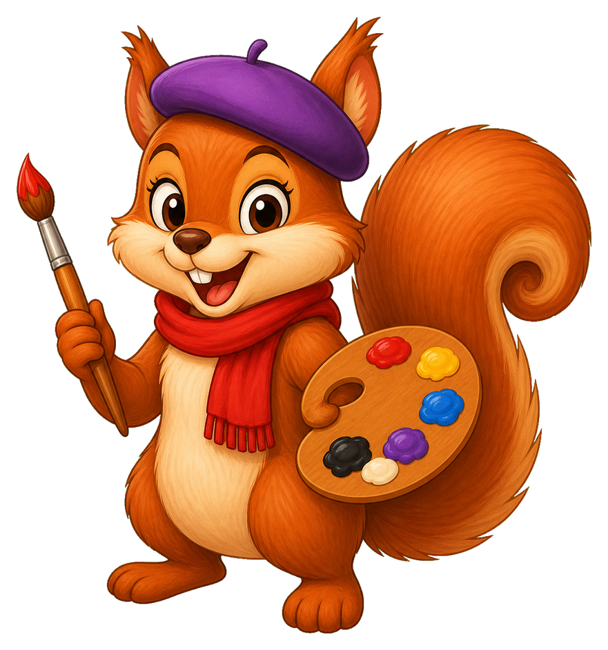 Preview for Cute Squirrel Sticker With Paint Palette