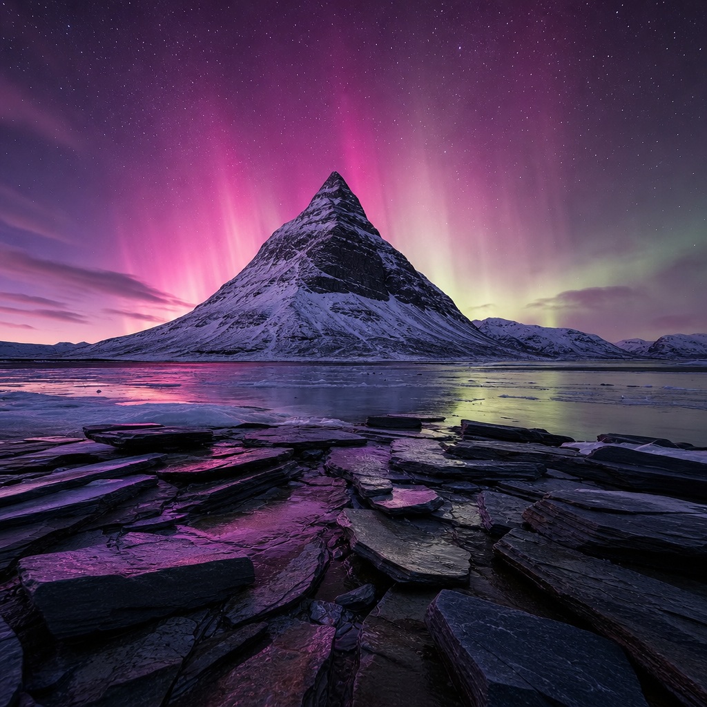 Preview for Aurora Mountain Night Background