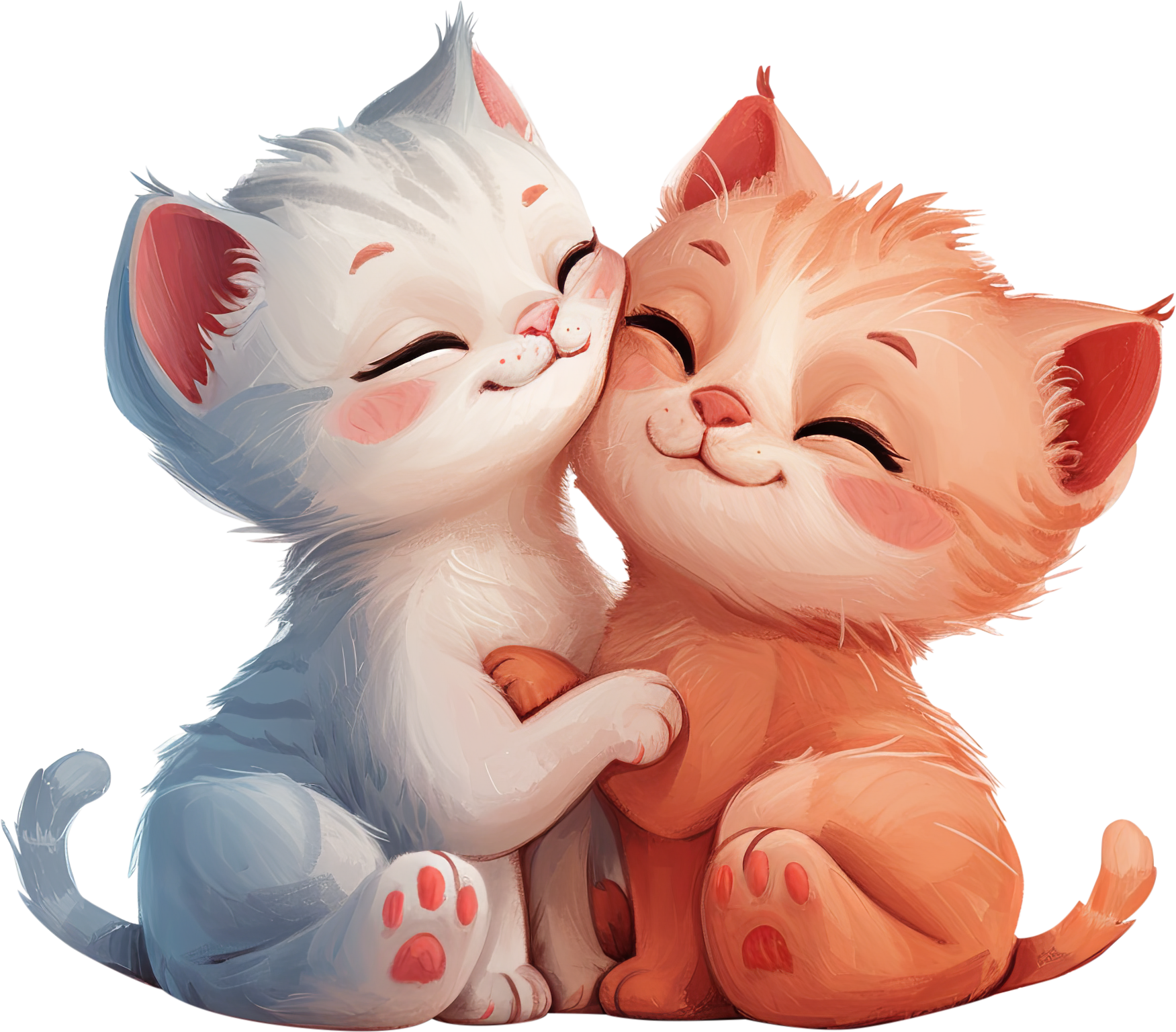 Preview for Cute-kittens-hugging-love-characters-sticker-06575