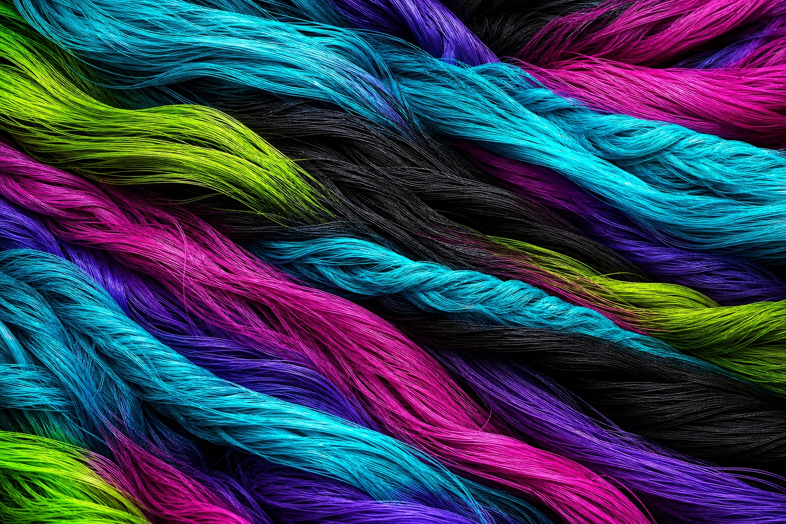 Vivid multicolor woven threads forming an abstract fabric texture
