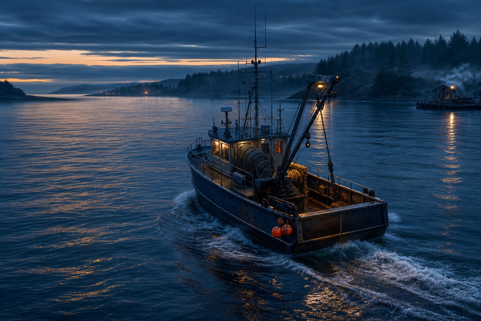 Preview for Fishing Vessel Blue Hour Stock Background
