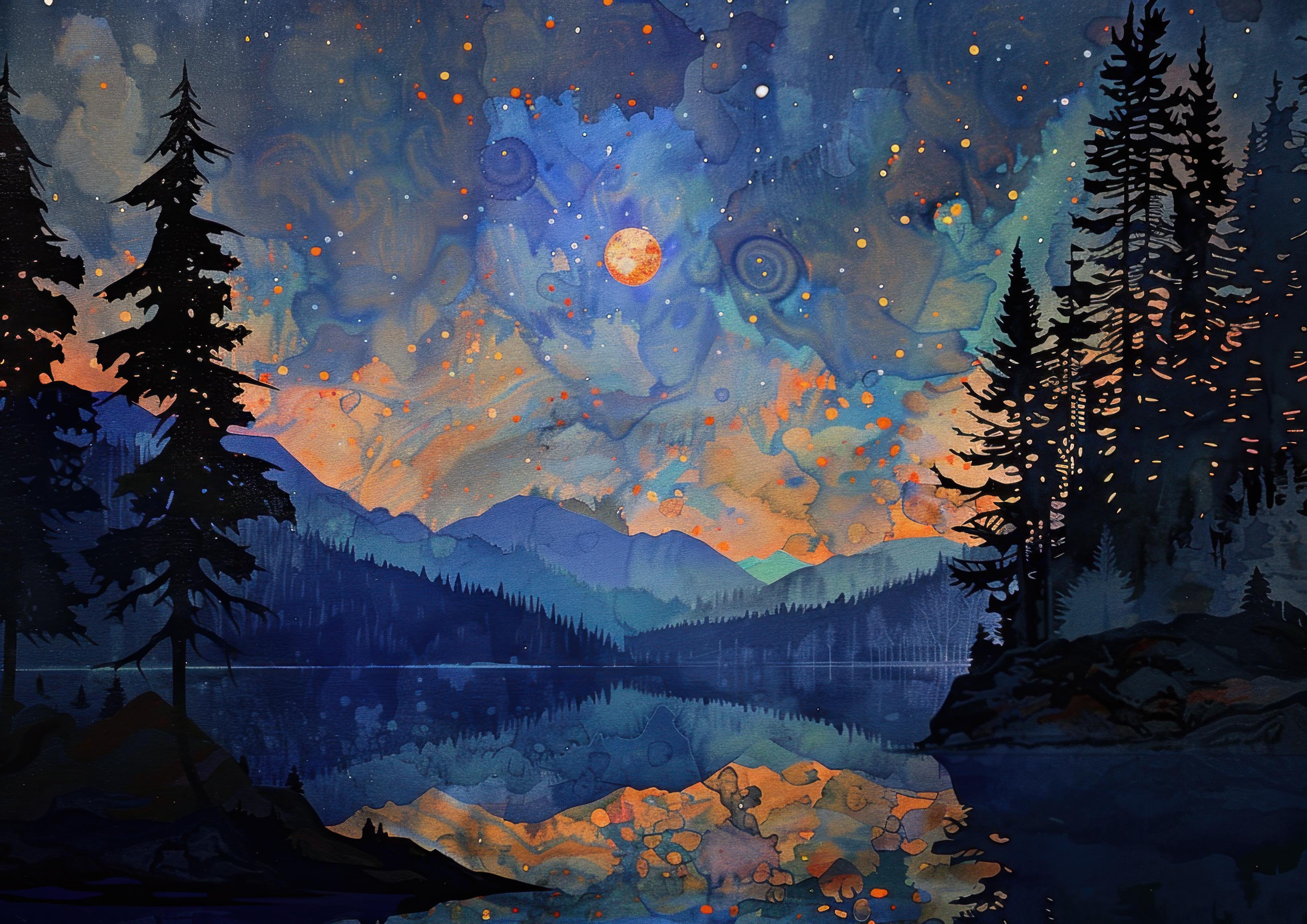 Preview for Moonlit-mountain-lake-landscape-astrophotography-photo-backgroun-b4ed8